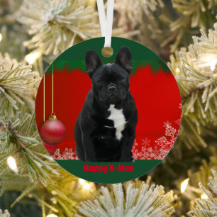 französische Bulldogge Weihnachtsschmuck Metal Tree Decoration