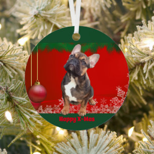 französische Bulldogge Weihnachtsschmuck Metal Tree Decoration