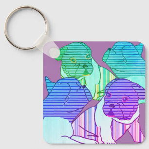 Französische Bulldoggen Comic  Key Ring