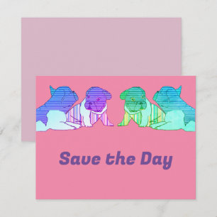 Französische Bulldoggen Comic Save The Date