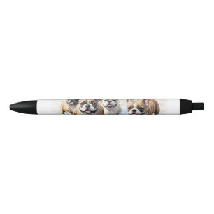 Französische Bulldoggen French Bulldog Rudel Sea Black Ink Pen
