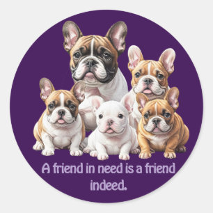 Französische Bulldoggen Freundschaft Classic Round Sticker
