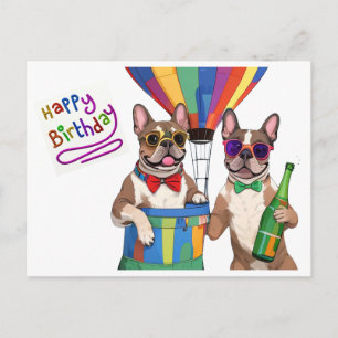 Französische Bulldoggen Geburtstag Ballon Bulldog Postcard
