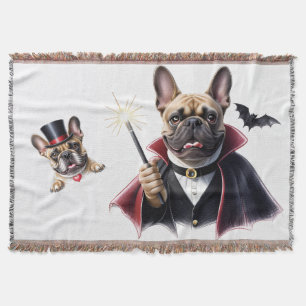  französische Bulldoggen Happy Halloween Throw Blanket