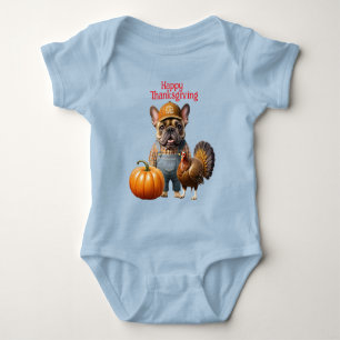  französische Bulldoggen Happy Thanksgiving Baby Bodysuit