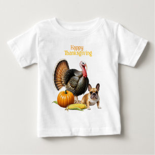  französische Bulldoggen Happy Thanksgiving Baby T-Shirt