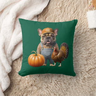  französische Bulldoggen Happy Thanksgiving Cushion