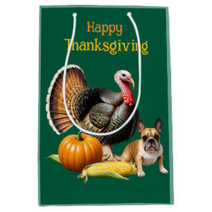 französische Bulldoggen Happy Thanksgiving Medium Gift Bag