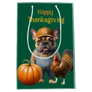  französische Bulldoggen Happy Thanksgiving Medium Gift Bag