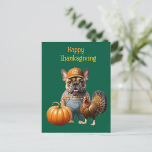 französische Bulldoggen Happy Thanksgiving Postcard