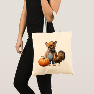 französische Bulldoggen Happy Thanksgiving Tote Bag