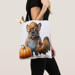 französische Bulldoggen Happy Thanksgiving Tote Bag