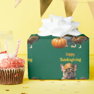 französische Bulldoggen Happy Thanksgiving Wrapping Paper