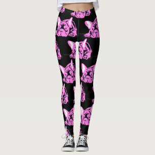 Französische Bulldoggen in rosa Muster Leggings