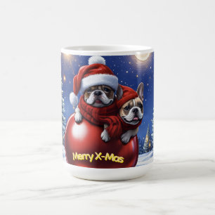 Französische Bulldoggen in roter Weihnachtskugel  Coffee Mug