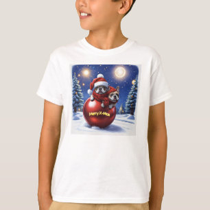 Französische Bulldoggen in roter Weihnachtskugel T-Shirt