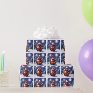 Französische Bulldoggen in roter Weihnachtskugel Wrapping Paper