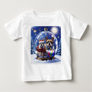 Französische Bulldoggen in Weihnachtskugel Baby T-Shirt