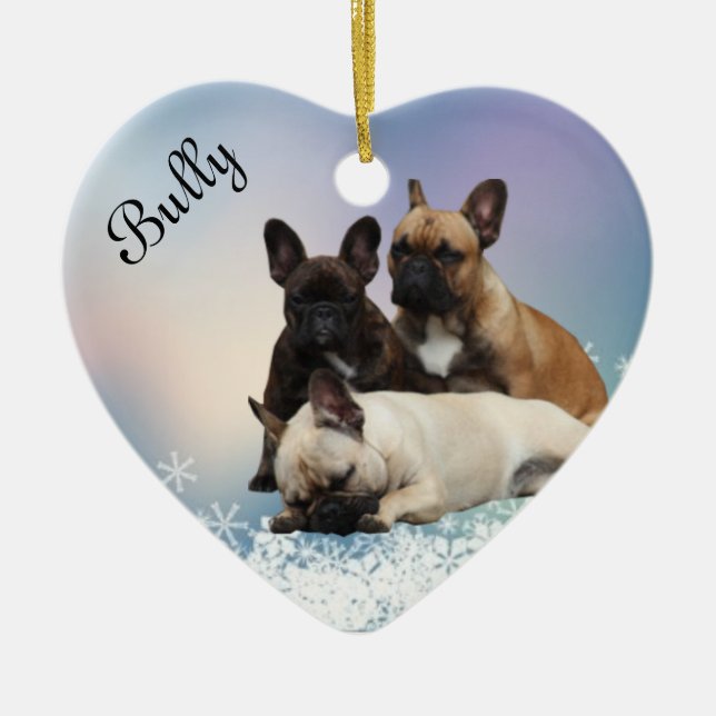 Französische Bulldoggen Keramik Ornament (Front)