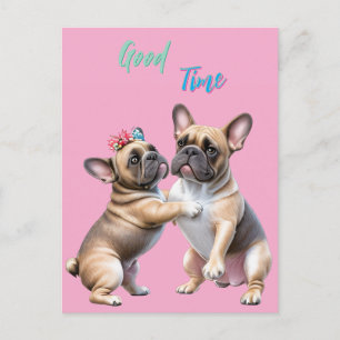 Französische Bulldoggen sehr verliebt Postcard