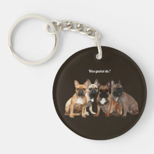  Französische Bulldoggen Was guckst du ?  Key Ring
