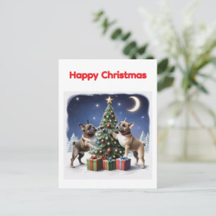 Französische Bulldoggen Weihnachtsbaum Holiday Postcard
