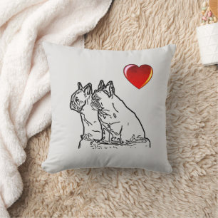 französische Bulldoggen zwei Freunde Cushion