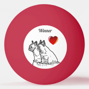 französische Bulldoggen zwei Freunde Ping Pong Ball