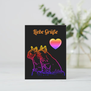 französische Bulldoggen zwei Freunde Postkarte Postcard