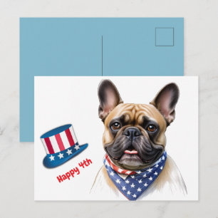 Französischen Bulldoggen Amerika 4.Juli Announcement Postcard