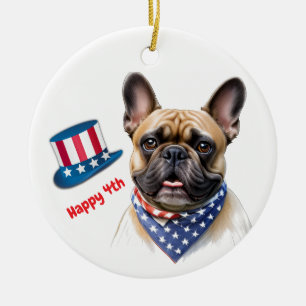 Französischen Bulldoggen Amerika 4.Juli Ceramic Ornament