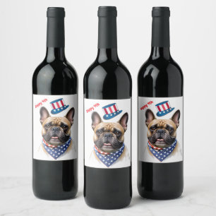 Französischen Bulldoggen Amerika 4.Juli Wine Label