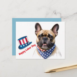 Französischen Bulldoggen Amerika Labor Day Announcement Postcard