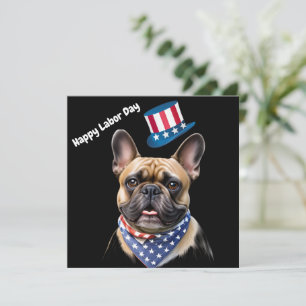 Französischen Bulldoggen Amerika Labor Day Holiday Card