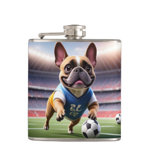 Französischen Bulldoggen Fussball Hip Flask