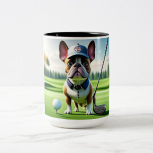 Französischen Bulldoggen Golfplatz Two-Tone Coffee Mug
