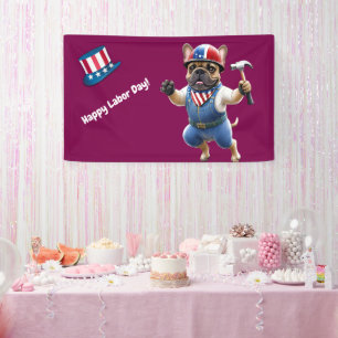 Französischen Bulldoggen Happy Labor Day Banner
