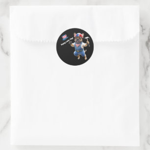 Französischen Bulldoggen Happy Labor Day Classic Round Sticker