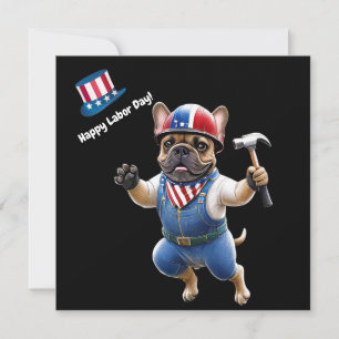 Französischen Bulldoggen Happy Labor Day Holiday Card