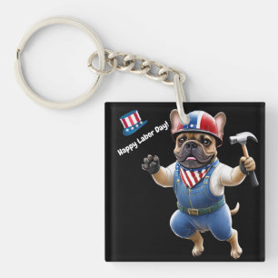 Französischen Bulldoggen Happy Labor Day Key Ring