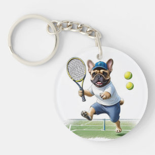 Französischen Bulldoggen Tennis Key Ring