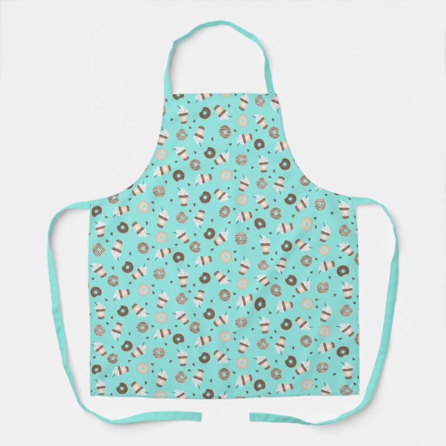 Frappuccino Coffee Sprinkled Doughnut Pattern Apron (Front)