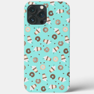 Frappuccino Coffee Sprinkled Doughnut Pattern iPhone 13 Pro Max Case