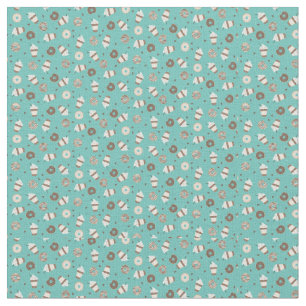 Frappuccino Coffee Sprinkled Doughnut Pattern Fabric