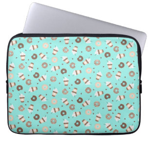 Frappuccino Coffee Sprinkled Doughnut Pattern Laptop Sleeve