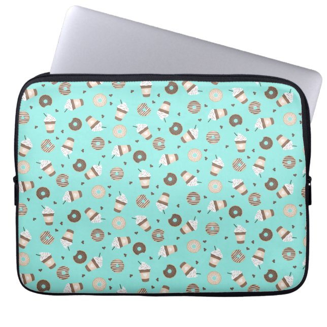 Frappuccino Coffee Sprinkled Doughnut Pattern Laptop Sleeve (Front)