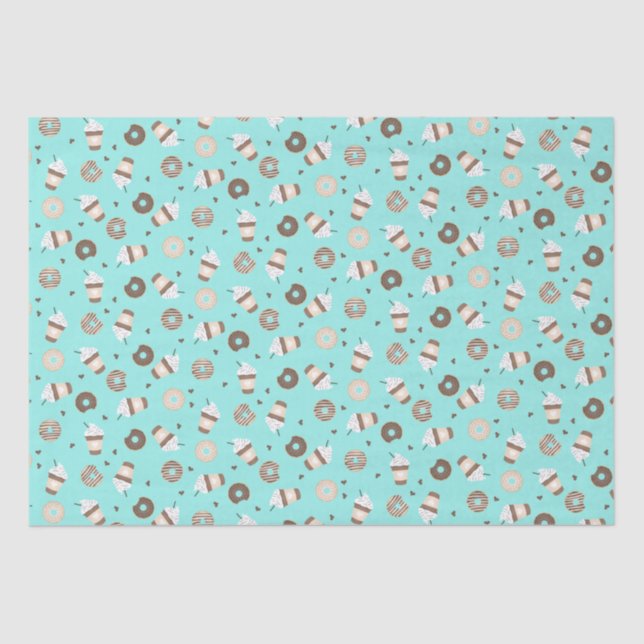 Frappuccino Coffee Sprinkled Doughnut Pattern Tissue Paper (Front)