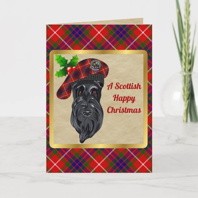 Fraser Badge & Tartan Personalised Xmas Card (Front)
