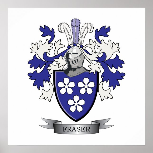 Fraser Family Crest Coat of Arms Poster (Front)