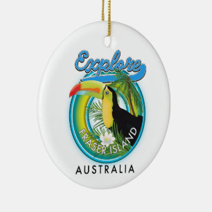 Fraser Island Australia exploration logo Ceramic Ornament